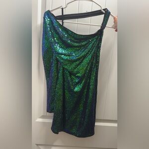 Sequin Green and Blue Women's Dress